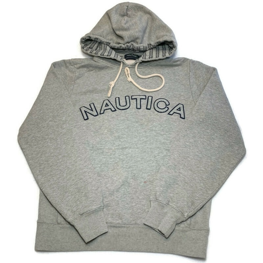 NAUTICA Men’s Gray Spell Out Hoodie Sweatshirt XS